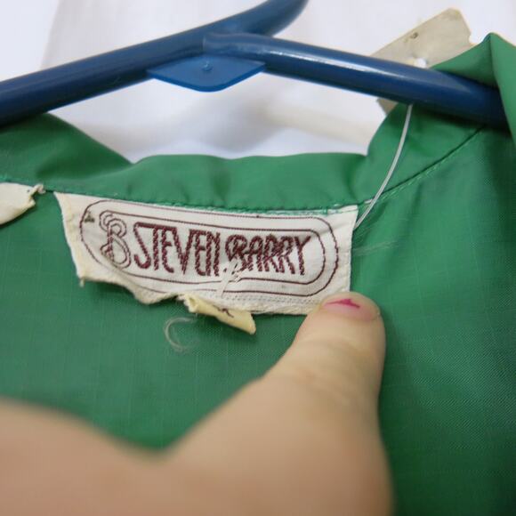 VINTAGE 1970's Steven Barry Jumpsuit Size M Elastic Waist Pockets Nylon Green - Picture 11 of 14